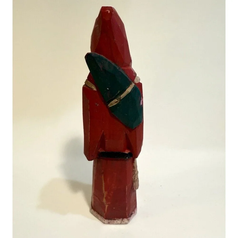 Vtg Folk Art Hand Carved Wood Old World Santa ST. Nick Primitive 8